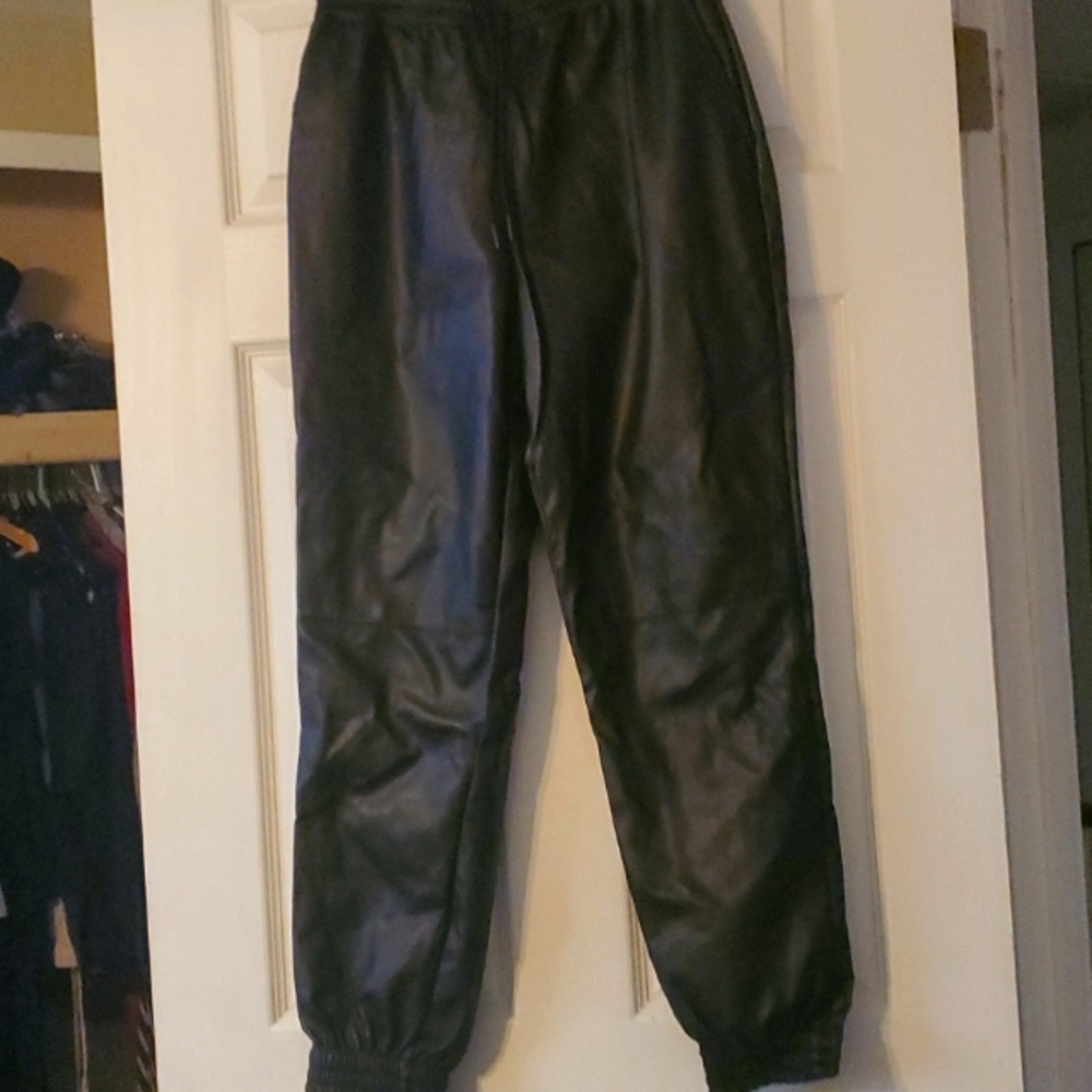 Faux leather jogger